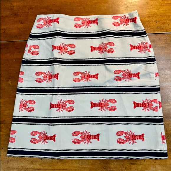 Talbots Dresses & Skirts - Talbots White Pencil Skirt with Red Lobster Print and Navy Stripes, Size 4